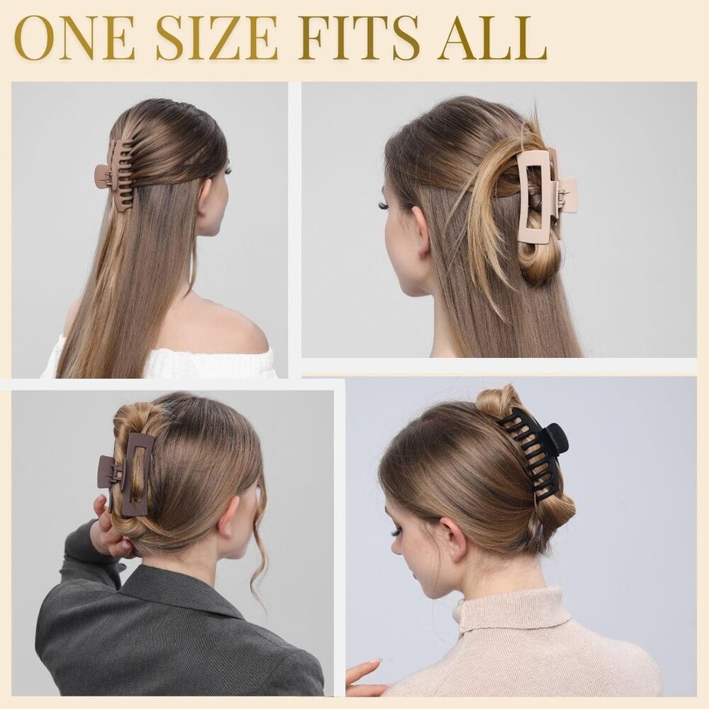 Hair Clips for Women 4.3 Inch Large Hair Claw Clips for Women Thin Thick Curly H - Picture 4 of 9